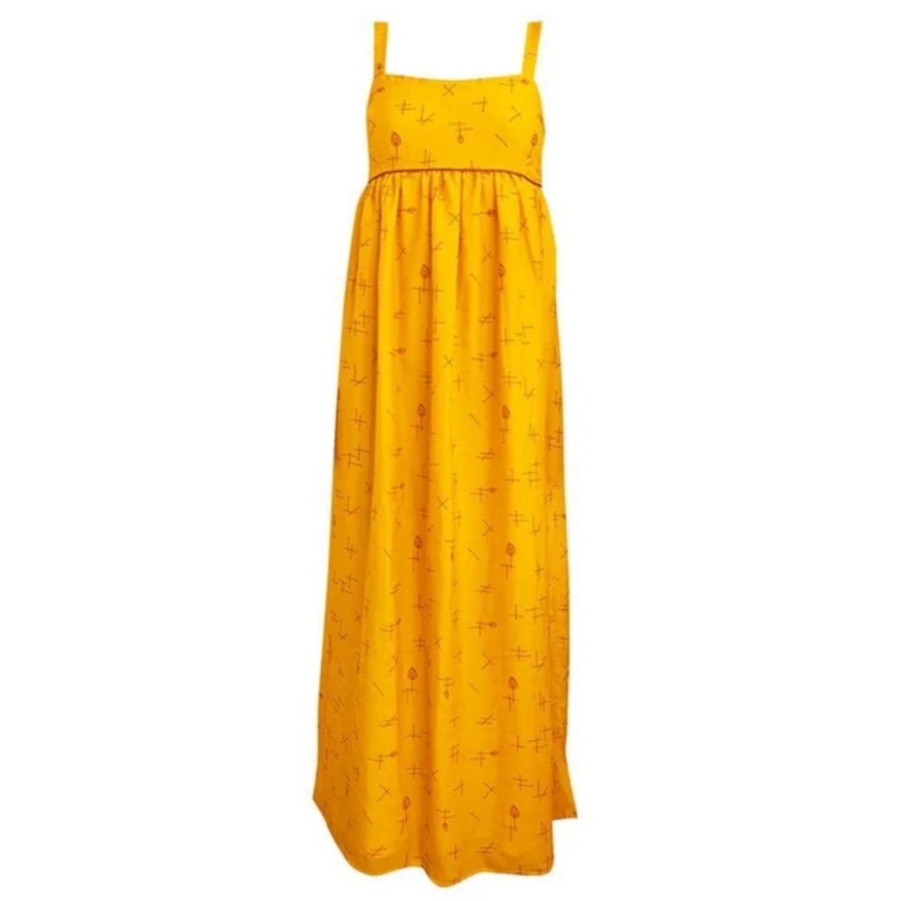 100% silk empire waist maxi dress